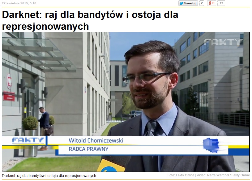 Witold Chomiczewski dla Faktów TVN – Darknet: raj dla bandytów i ostoja dla represjonowanych