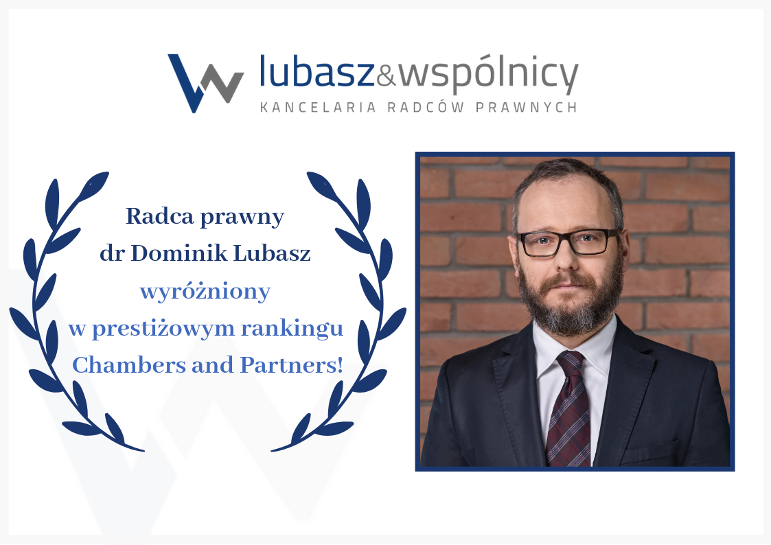 R. pr. dr Dominik Lubasz wyróżniony w rankingu Chambers&Partners!